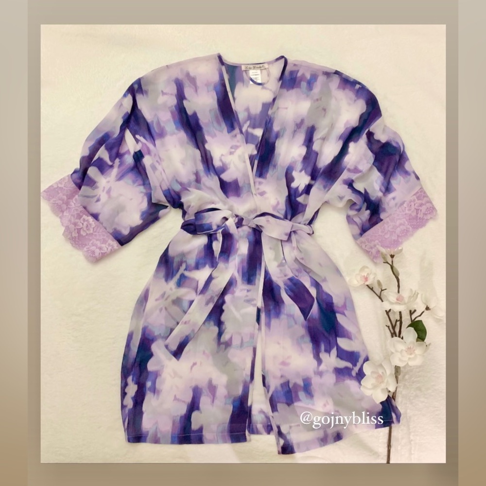 Linea Donatella • Purple Lavender Short Kimono Robe Womens S/M (NWOT)